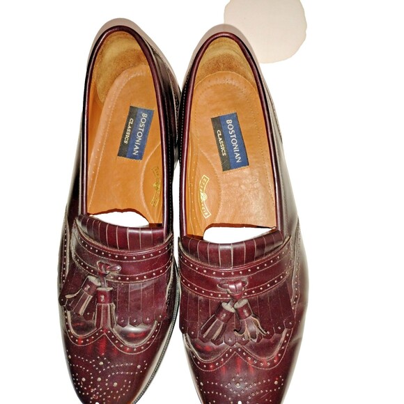 Vtg Bostonian Burgundy Leather Wingtip Brogue Oxford 12M made in USA main image 8